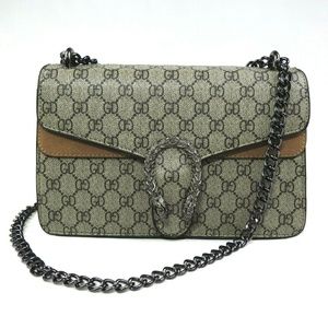 Suede Canvas Chain Shoulder Bag